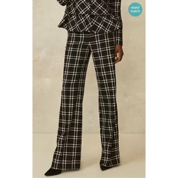 Pearl by Lela Rose Hanna Oversized Plaid Pant Black Size 4 NWT - Picture 2 of 5